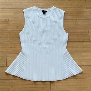 Women Halogen White Sleeveless Ribbed Top Shirt Sleeveless Size S Worn Once